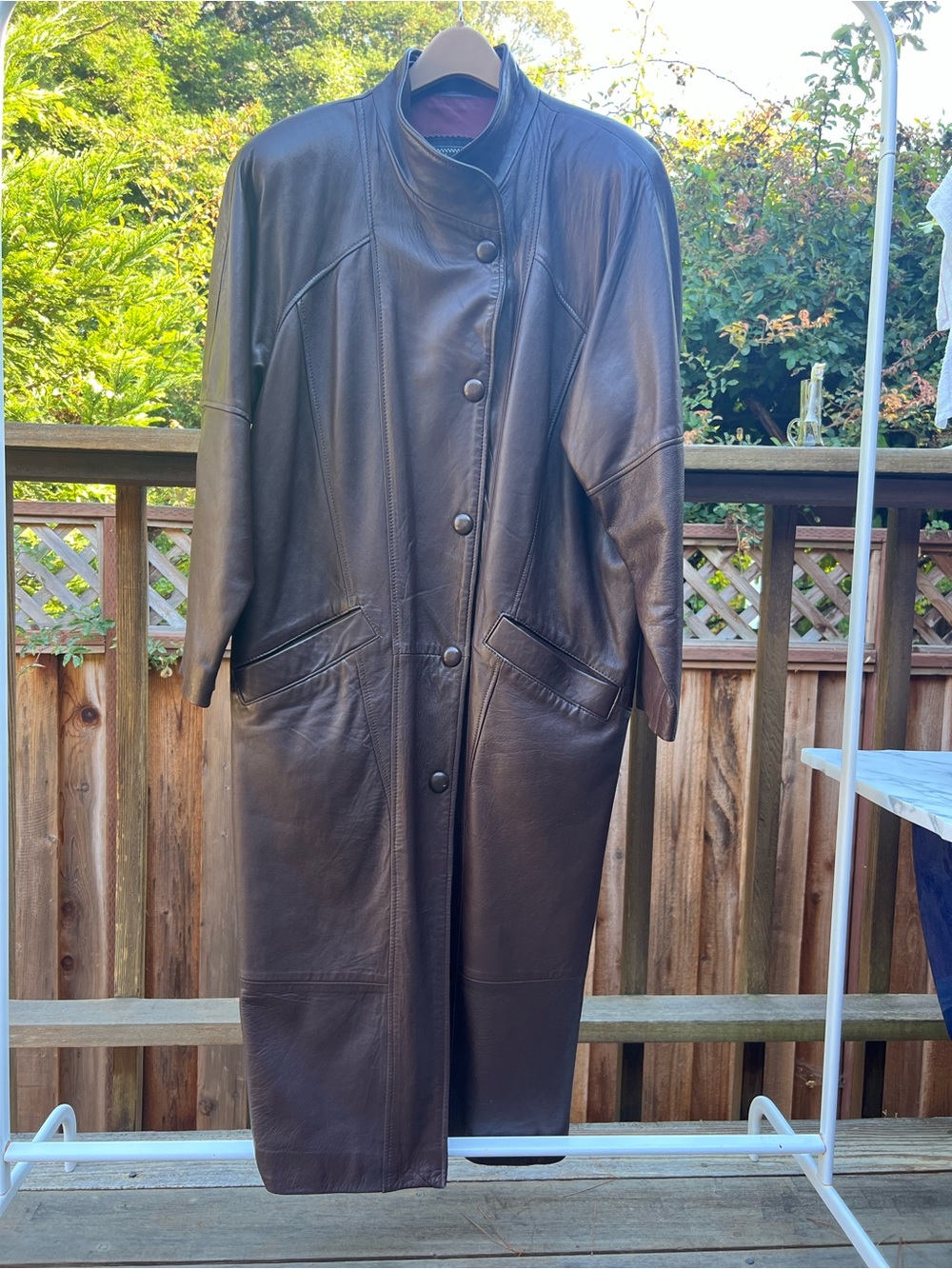 Winlit New York brown genuine leather long coat